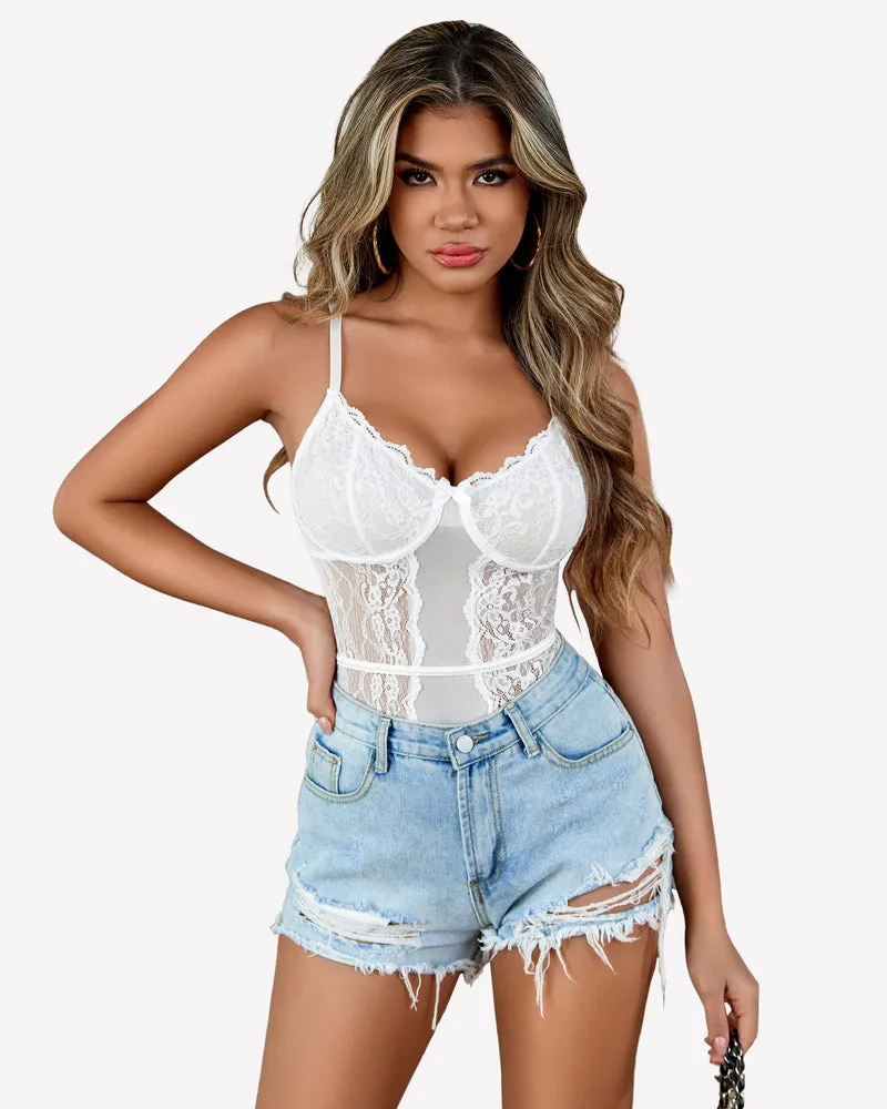 Lace Bodysuit One Piece Mini Top
