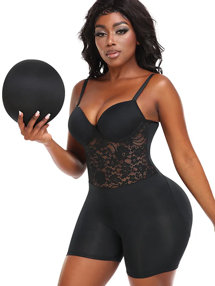 Lace Butt Enhance Body Shaperwear with Removable Padding