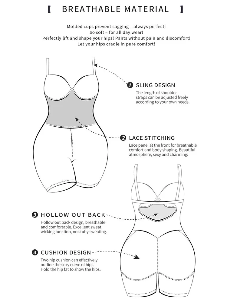 Lace Butt Enhance Body Shaperwear with Removable Padding
