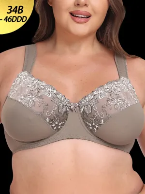 Lace Embellished Full-Coverage Support Underwire Bra
