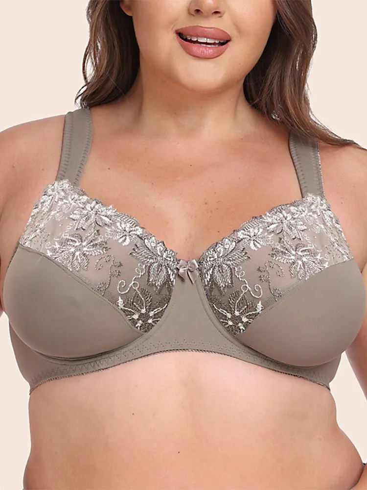 Lace Embellished Full-Coverage Support Underwire Bra