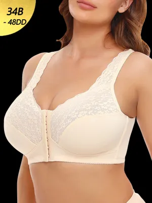 Lace Floral Wireless Magic Lift Front Closure Bras