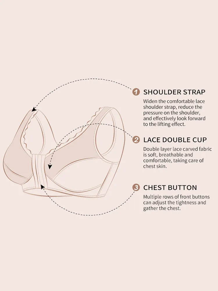 Lace Floral Wireless Magic Lift Front Closure Bras
