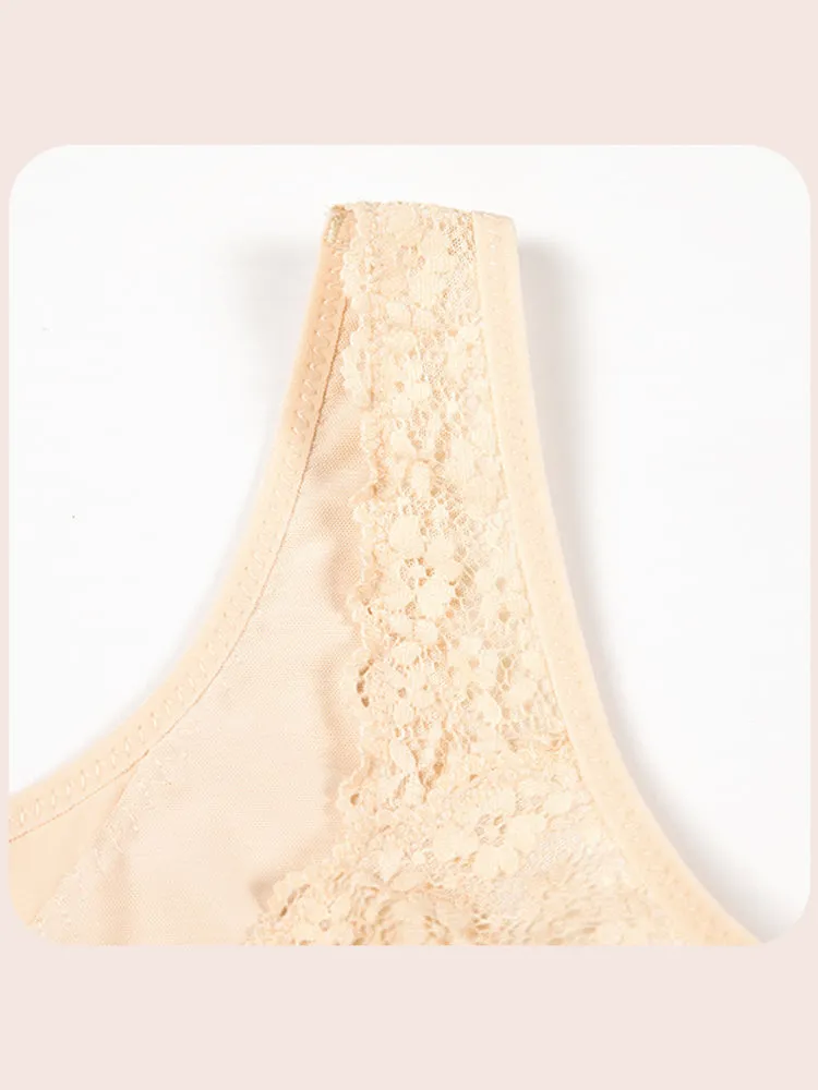 Lace Floral Wireless Magic Lift Front Closure Bras