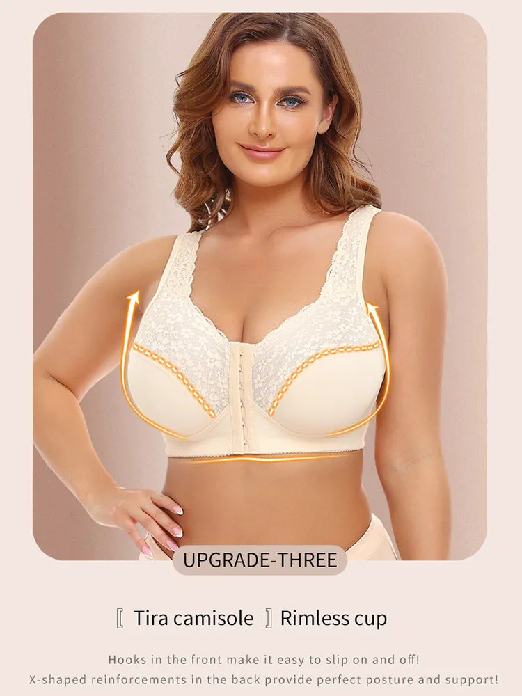 Lace Floral Wireless Magic Lift Front Closure Bras