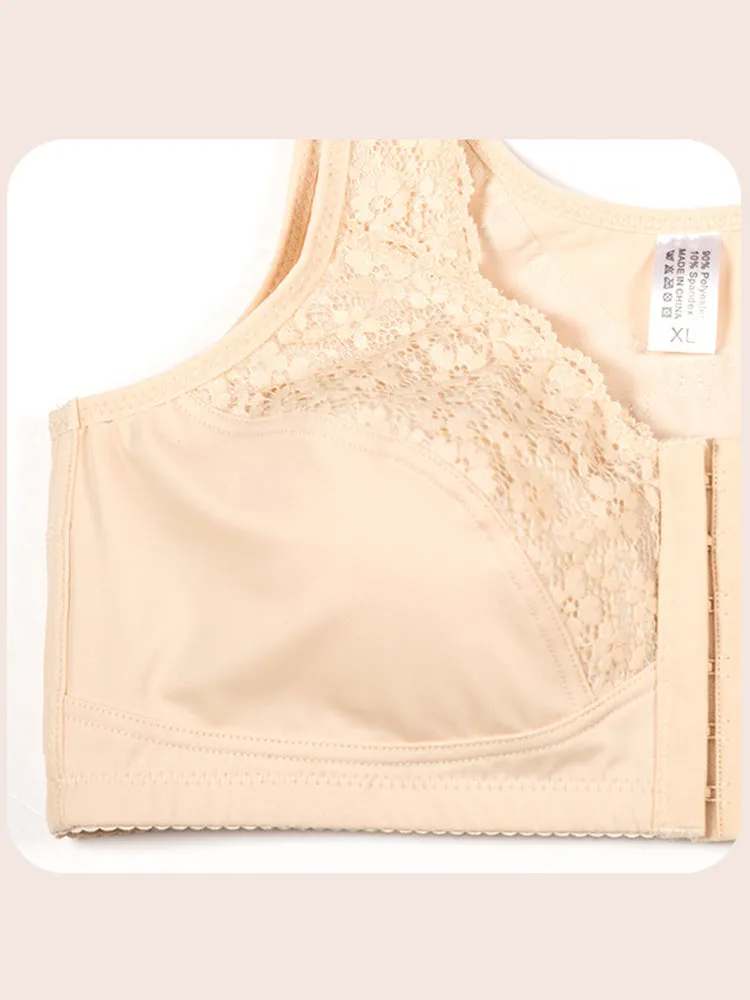 Lace Floral Wireless Magic Lift Front Closure Bras