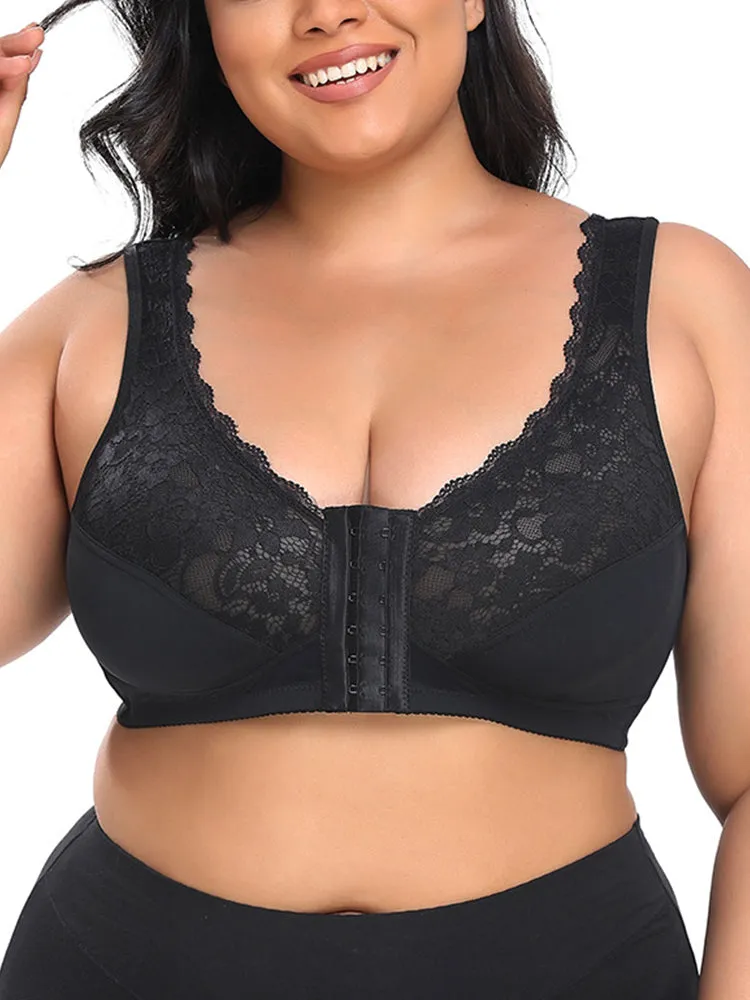 Lace Floral Wireless Magic Lift Front Closure Bras