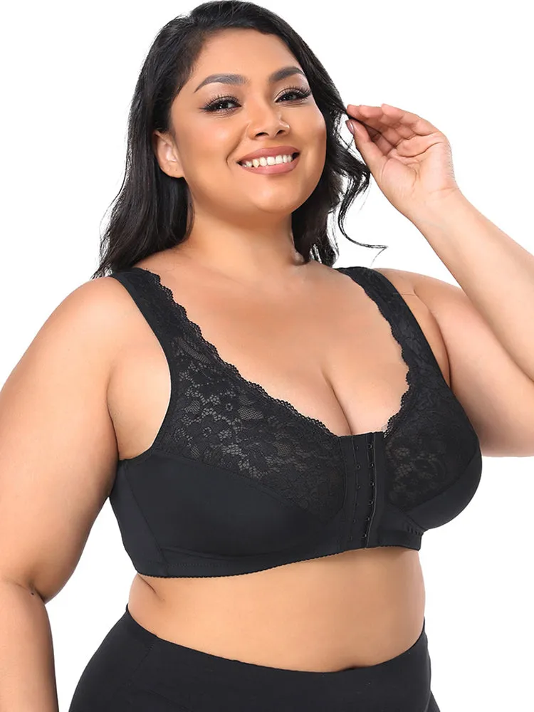 Lace Floral Wireless Magic Lift Front Closure Bras