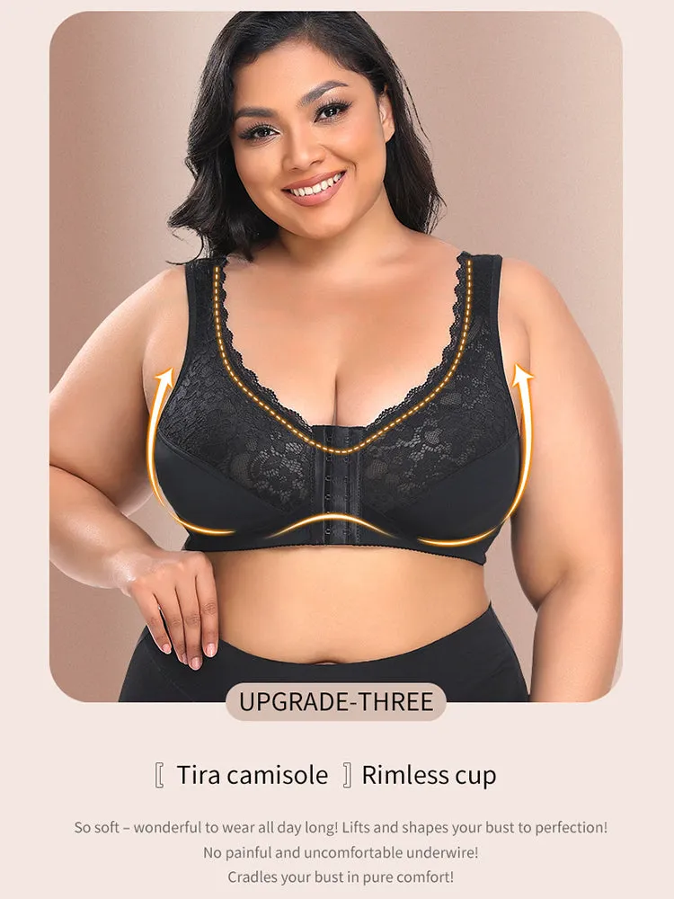 Lace Floral Wireless Magic Lift Front Closure Bras