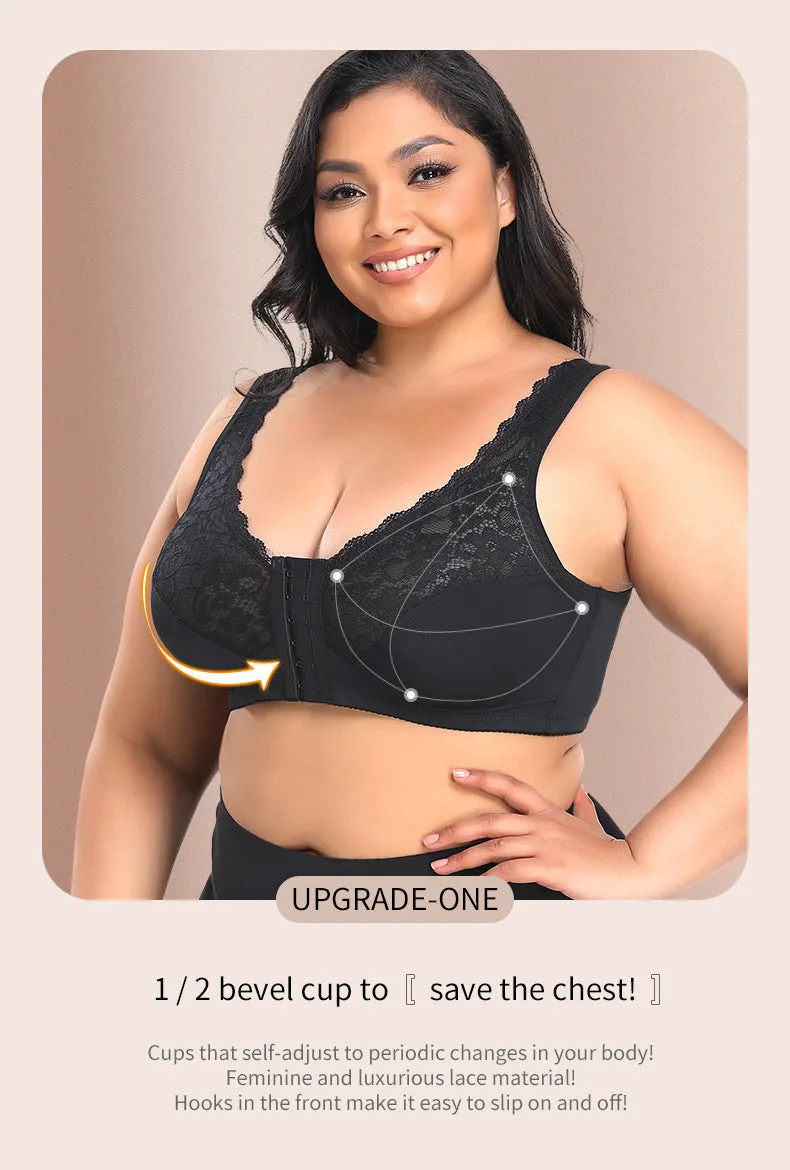 Lace Floral Wireless Magic Lift Front Closure Bras