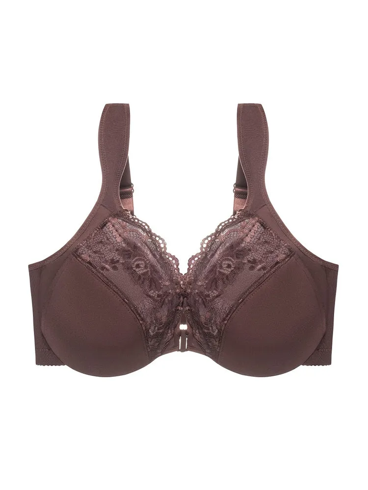 Lace Front Closure Underwire Full-Coverage Bra