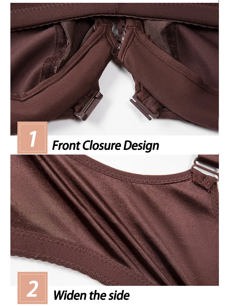 Lace Front Closure Underwire Full-Coverage Bra