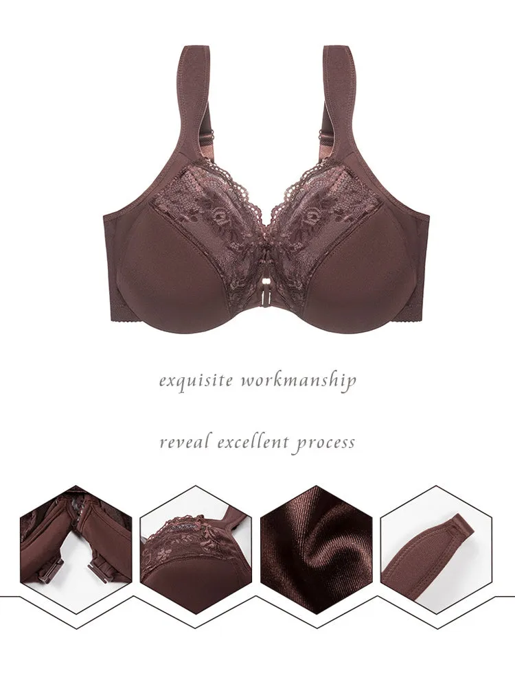 Lace Front Closure Underwire Full-Coverage Bra