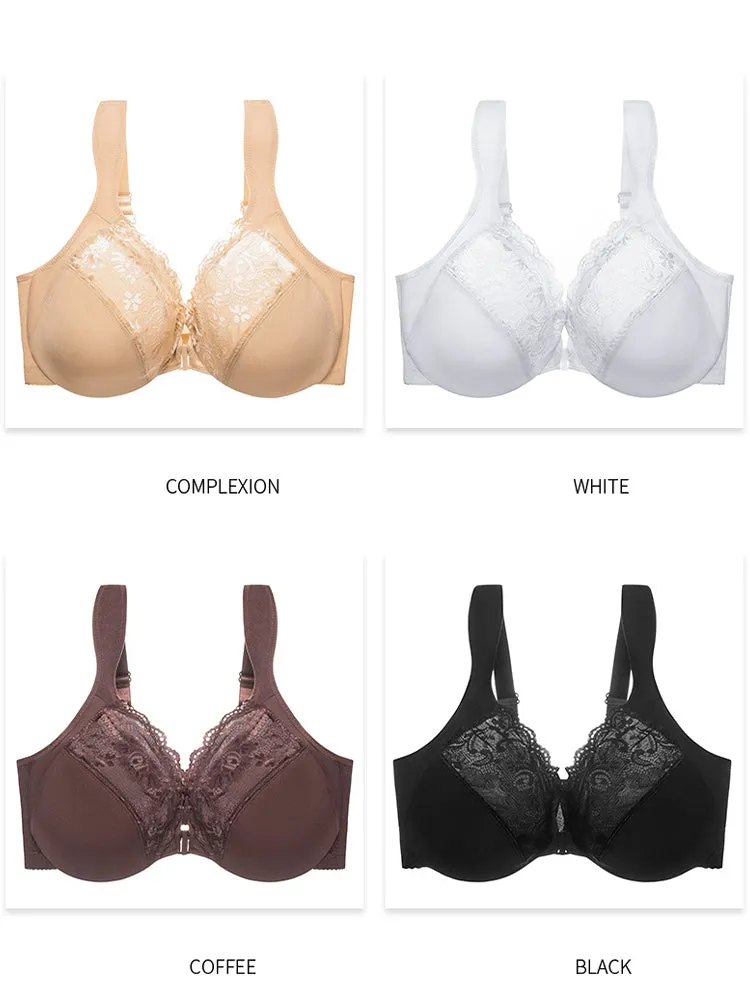 Lace Front Closure Underwire Full-Coverage Bra