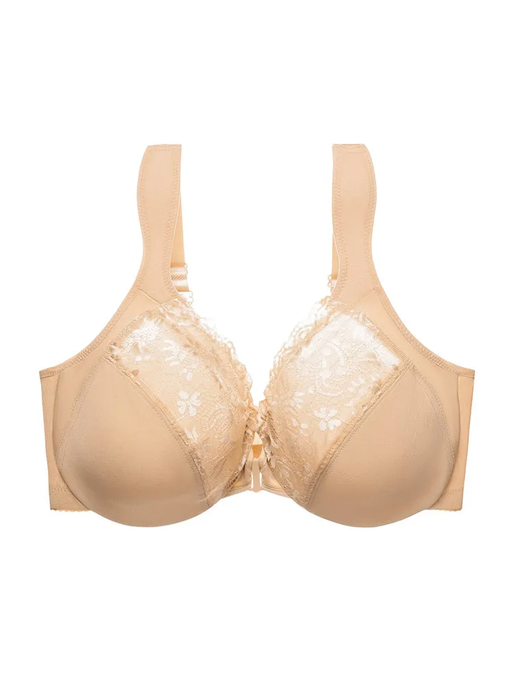 Lace Front Closure Underwire Full-Coverage Bra