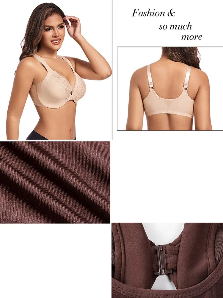 Lace Front Closure Underwire Full-Coverage Bra