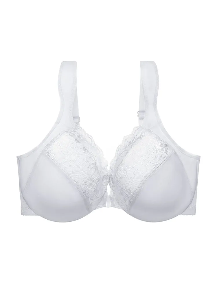 Lace Front Closure Underwire Full-Coverage Bra
