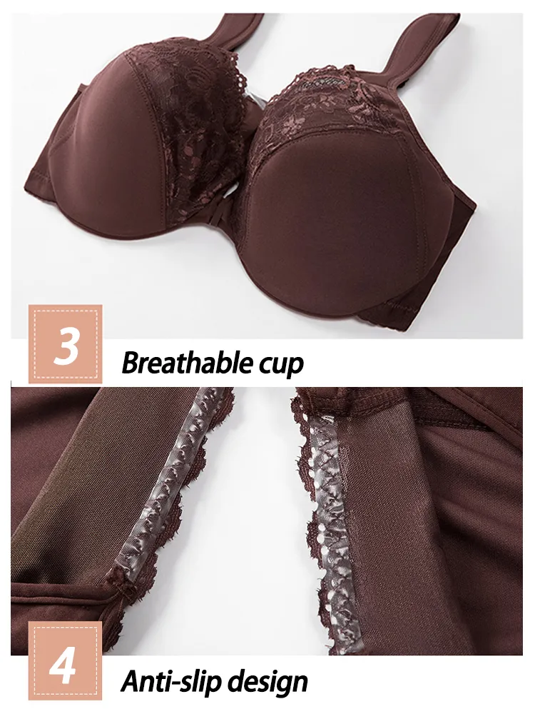Lace Front Closure Underwire Full-Coverage Bra