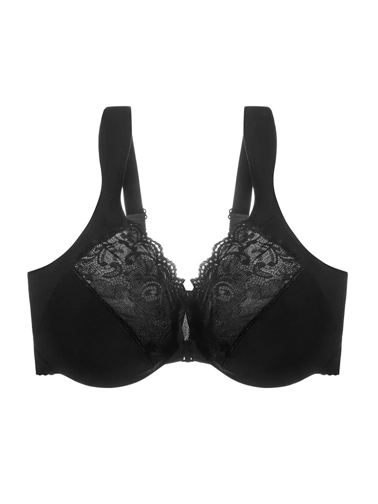 Lace Front Closure Underwire Full-Coverage Bra