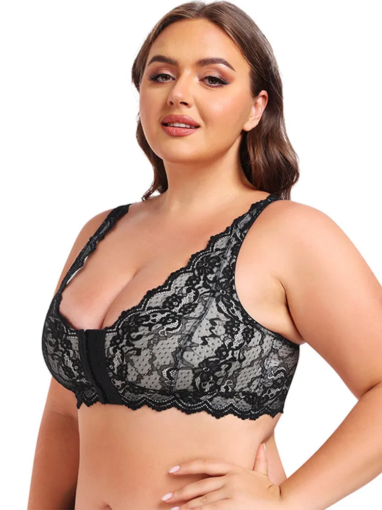 Lace Full Coverage Plus Size  Wireless Bra