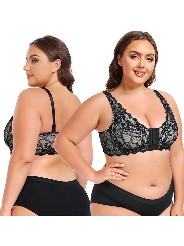 Lace Full Coverage Plus Size  Wireless Bra