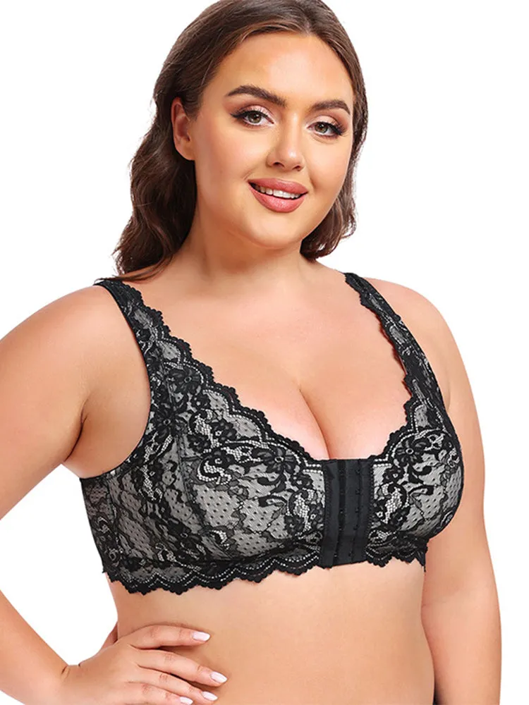 Lace Full Coverage Plus Size  Wireless Bra