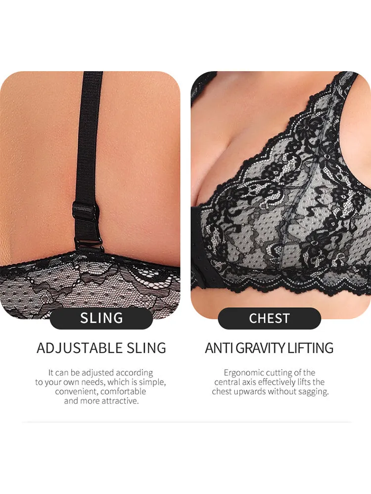 Lace Full Coverage Plus Size  Wireless Bra