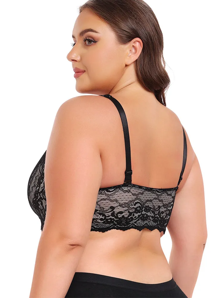 Lace Full Coverage Plus Size  Wireless Bra