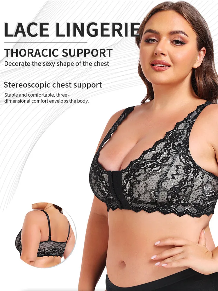 Lace Full Coverage Plus Size  Wireless Bra