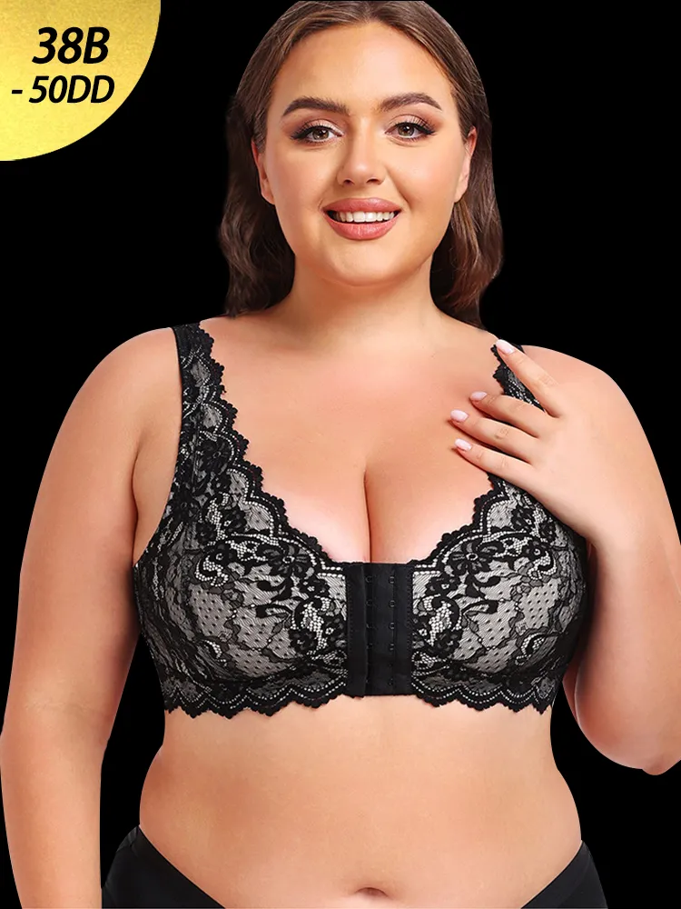 Lace Full Coverage Plus Size  Wireless Bra