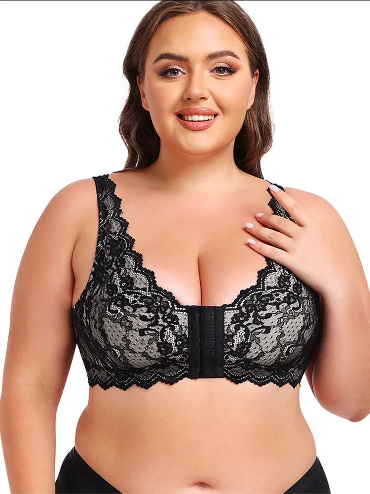Lace Full Coverage Plus Size  Wireless Bra