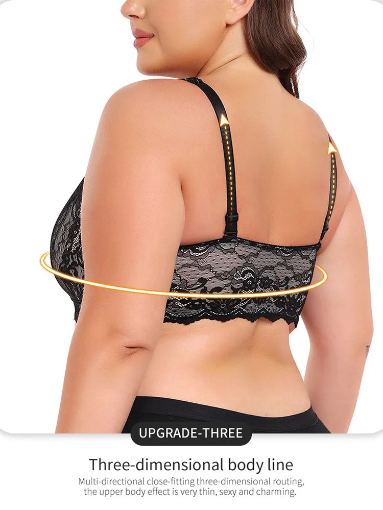 Lace Full Coverage Plus Size  Wireless Bra