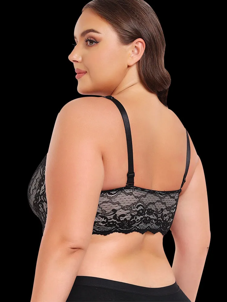 Lace Full Coverage Plus Size  Wireless Bra