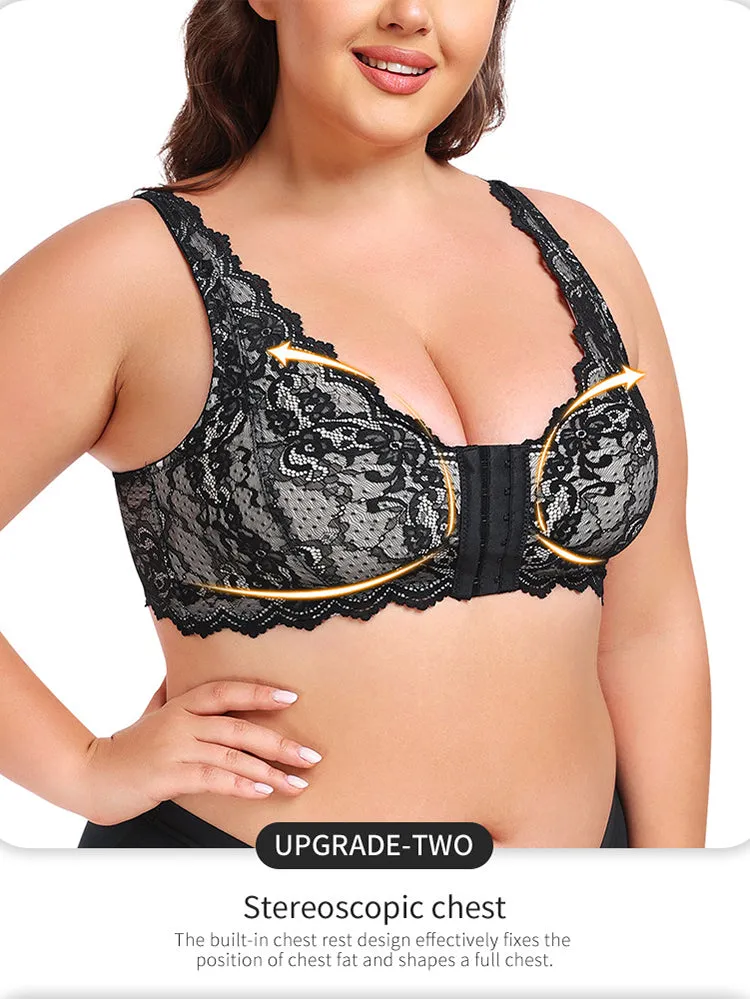 Lace Full Coverage Plus Size  Wireless Bra