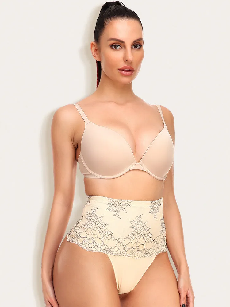 Lace High Waisted Tummy Control Waist Shaper Thong Panties