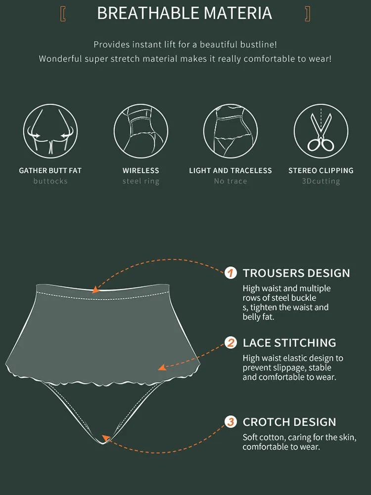 Lace High Waisted Tummy Control Waist Shaper Thong Panties
