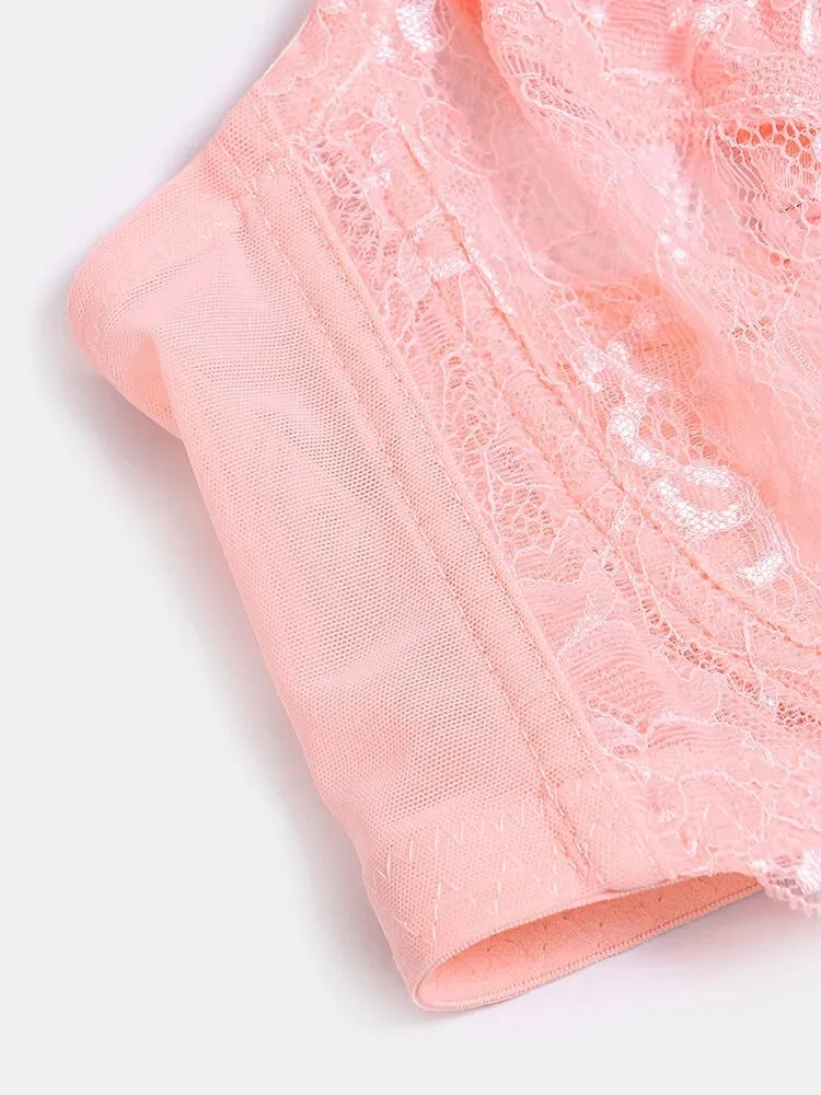 Lace Jacquard Underwire See Through Non Padded Bra