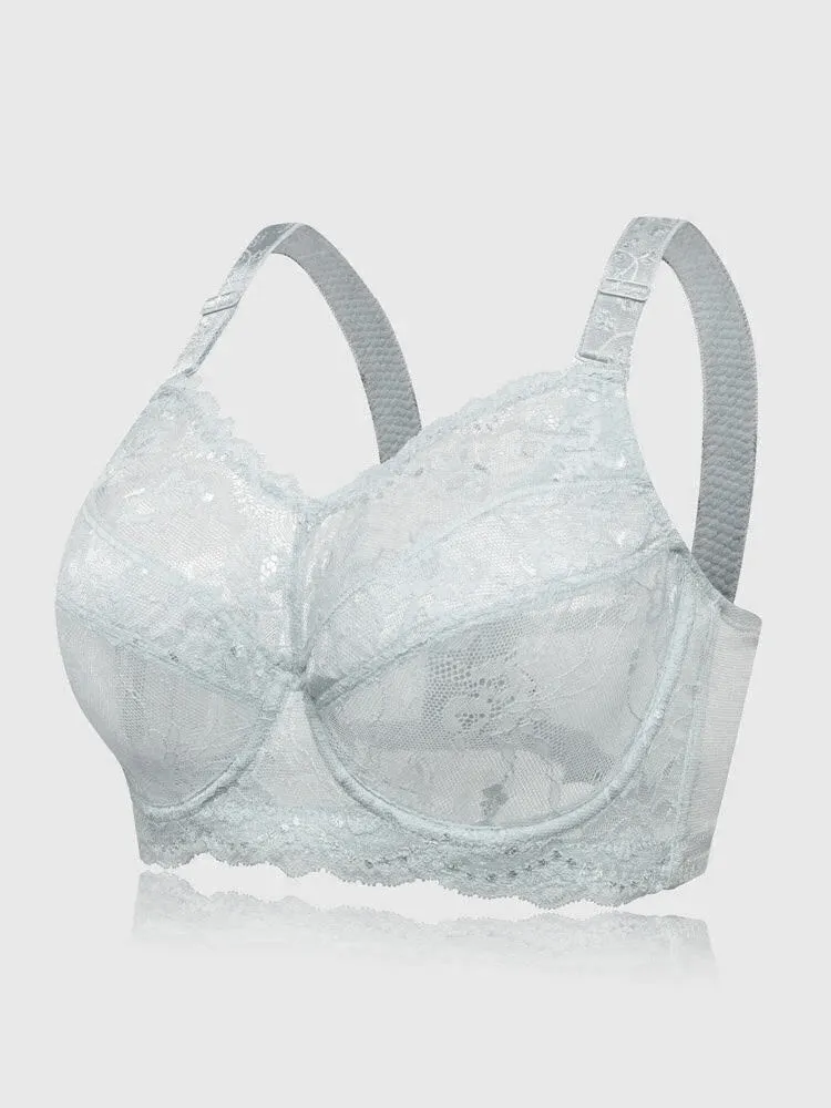 Lace Jacquard Underwire See Through Non Padded Bra
