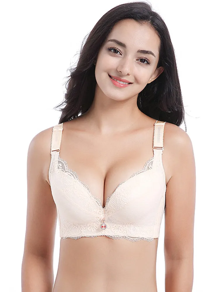 Lace Padded Cup Push Up Wire-Free Bra