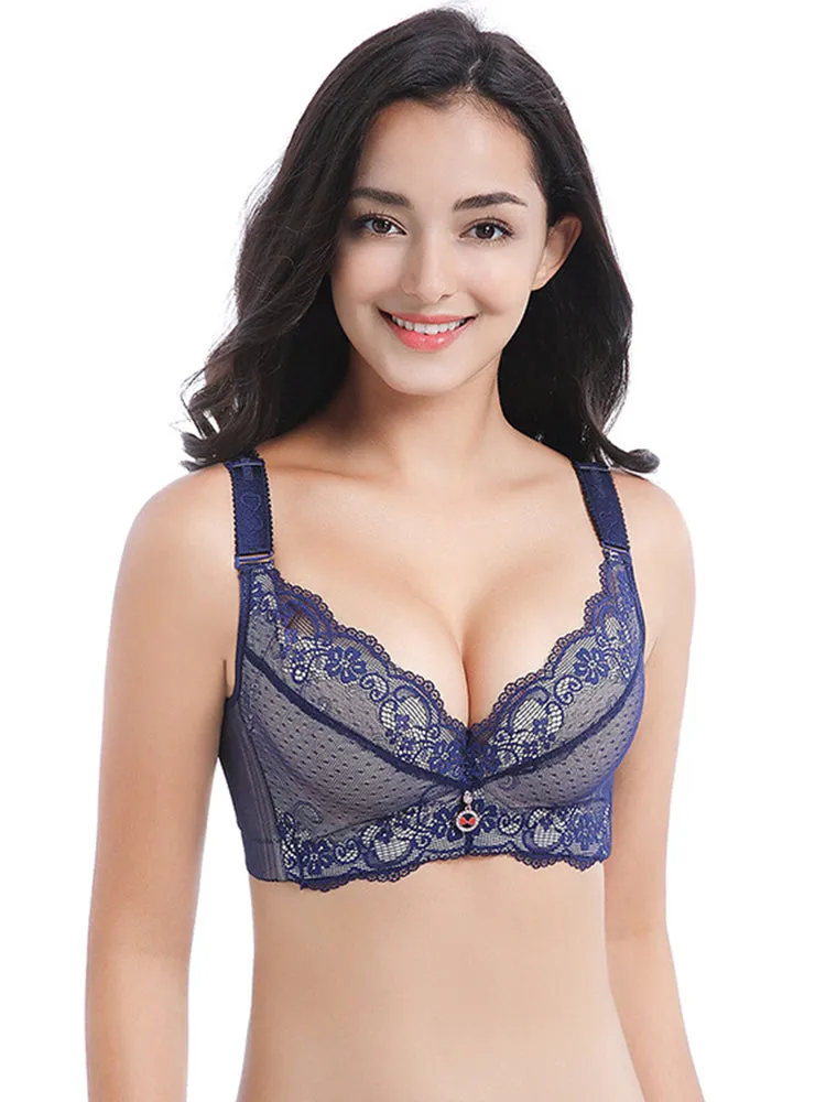 Lace Padded Cup Push Up Wire-Free Bra
