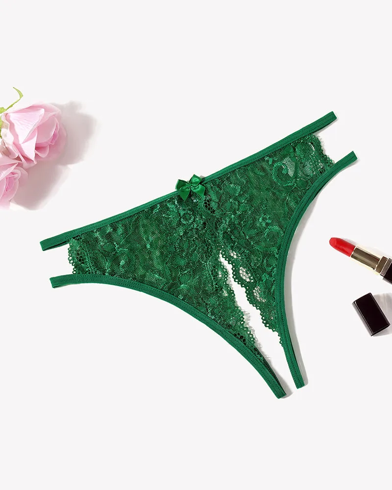 Lace Panties Floral Lace Briefs with Bow