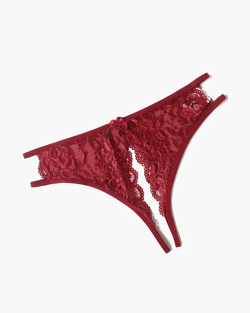 Lace Panties Floral Lace Briefs with Bow