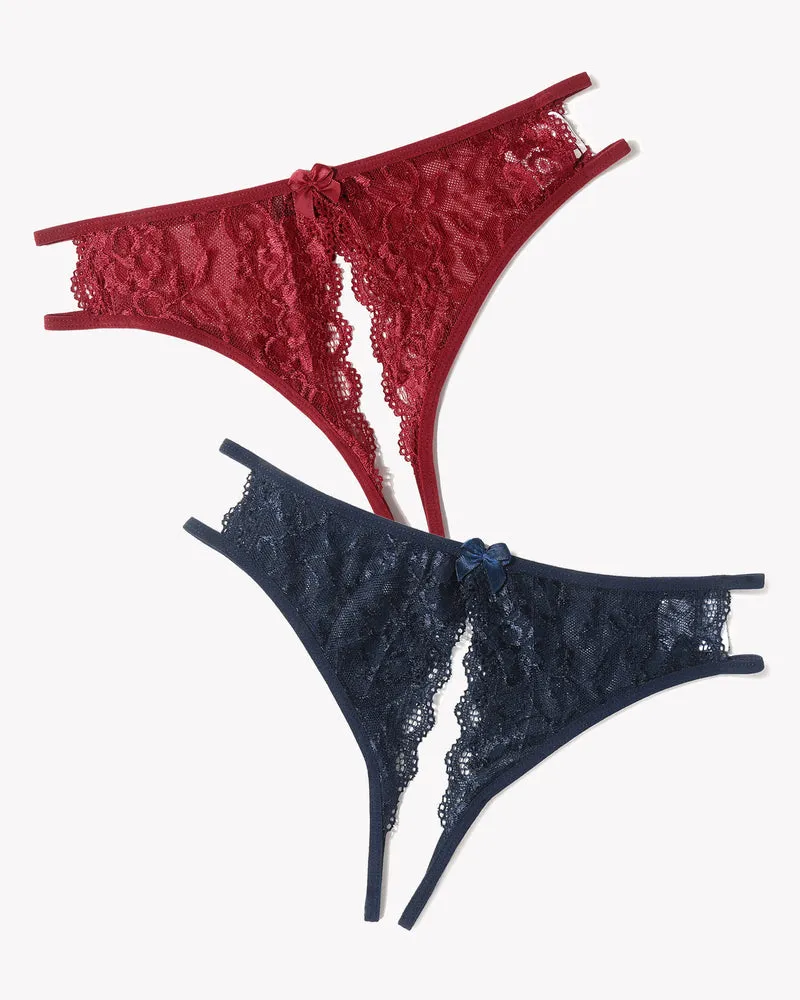 Lace Panties Floral Lace Briefs with Bow