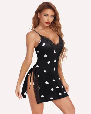 Lace Side Slit Chemise with Thong