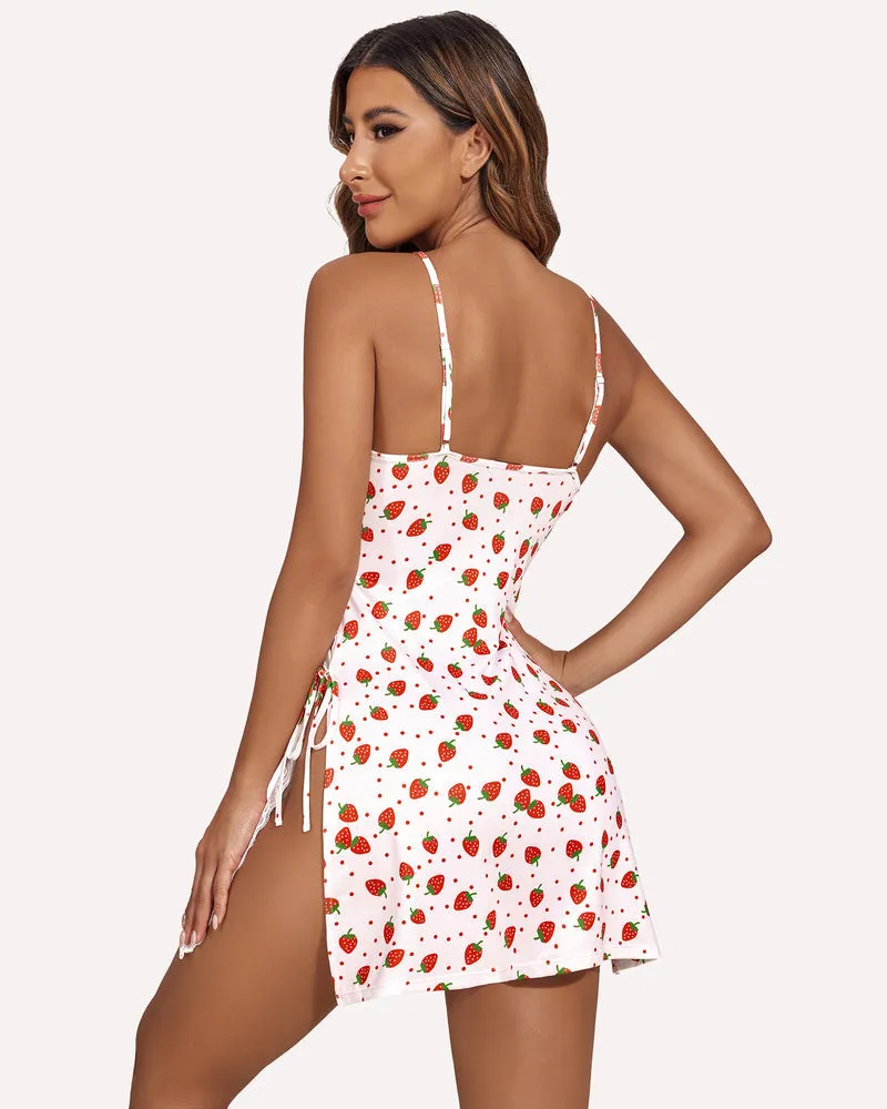 Lace Side Slit Nightie with Thong
