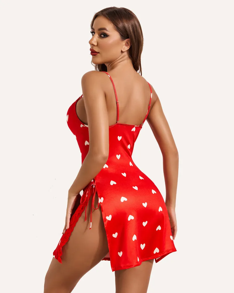 Lace Side Slit Nightie with Thong