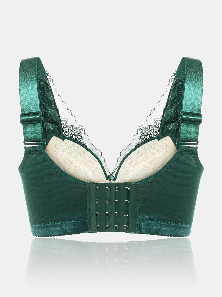 Lace Solid Lightly Lined Breathable Wireless Bra