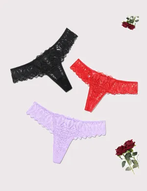 Lace Thongs Cross Back Underwear