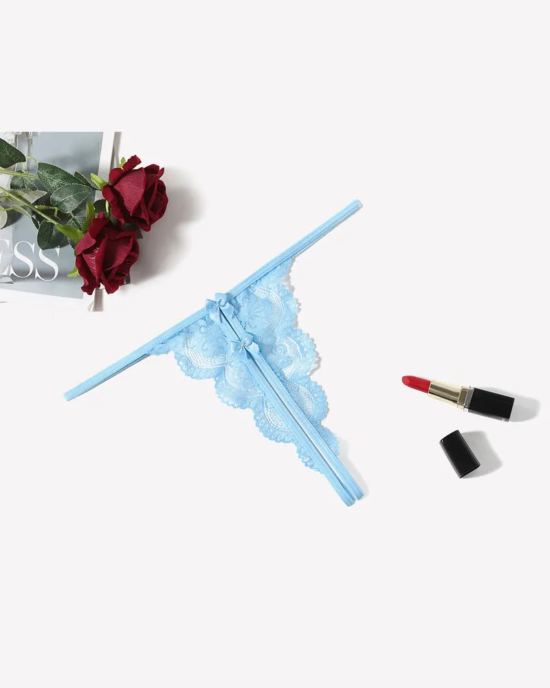 Lace Thongs Low Rise Bow Panties