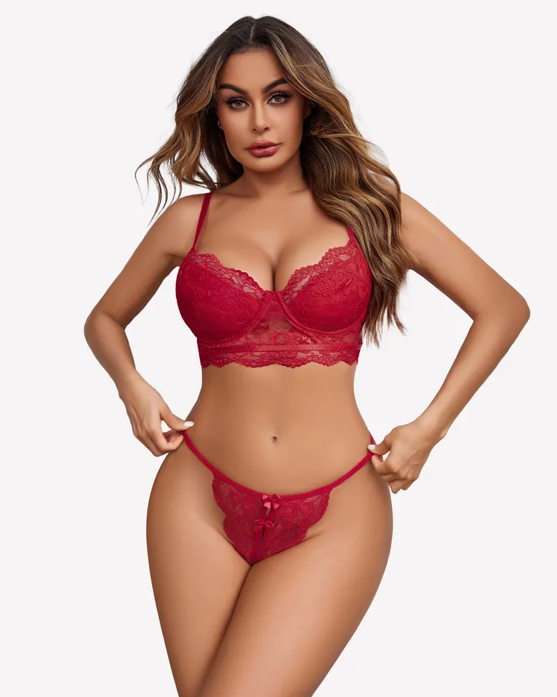 Lace Thongs Low Rise Bow Panties